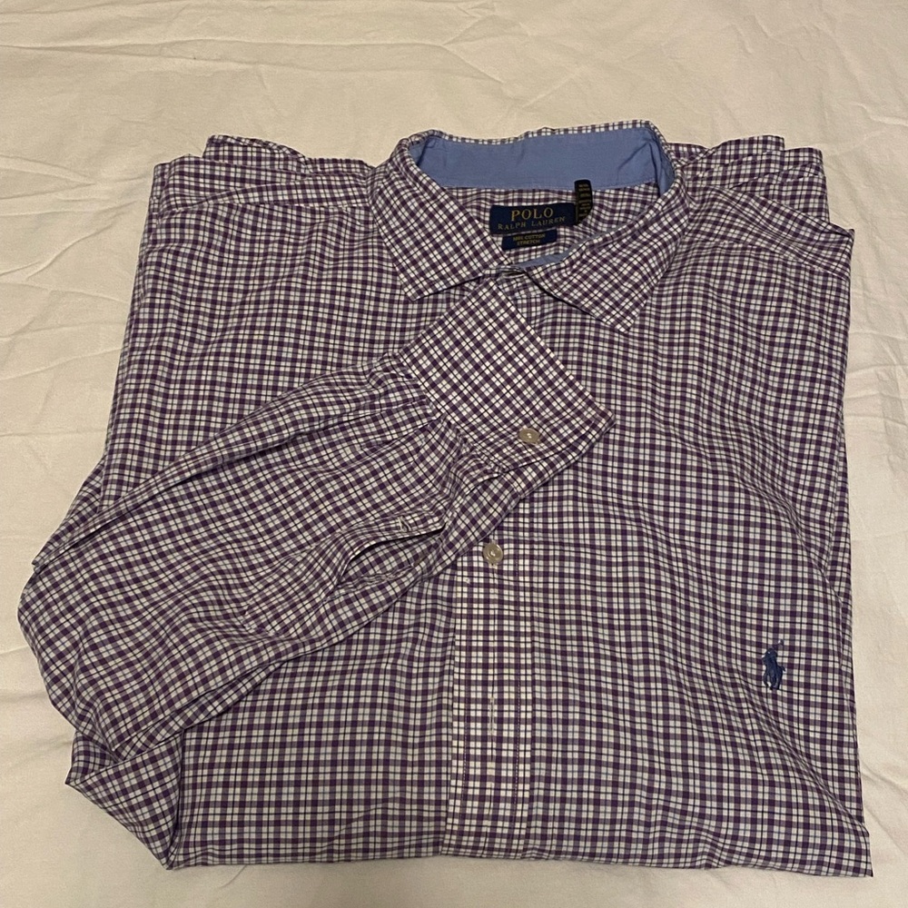 Polo Ralph Lauren Purple
Check Cotton Oxford Big Shirt Men's 3XB Button
Down